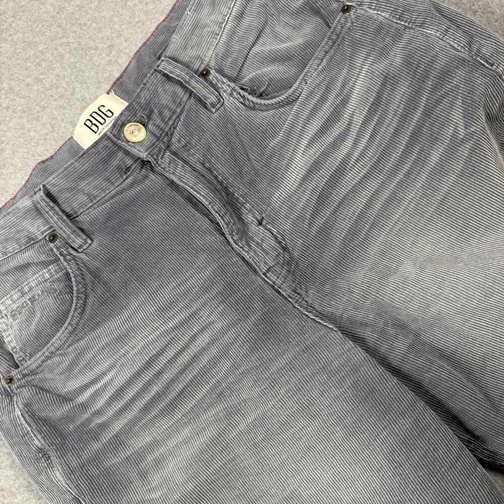 BDG Womens Logan Gray Corduroy High Rise Barrel Wide Leg Pants Cinch Back Y2K 30